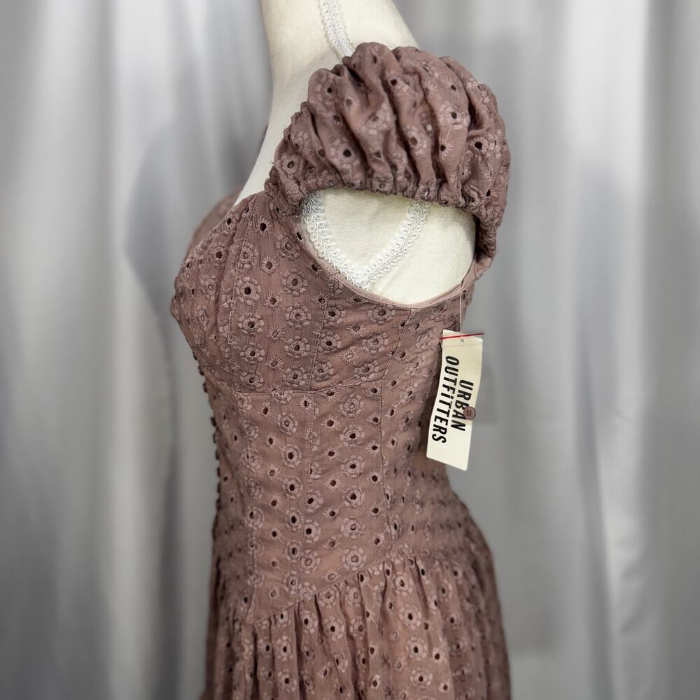 UO Kimchi Blue Eyelet Mini Dress Medium NWT Pink Cottagecore Balletcore Coquette - Picture 14 of 16